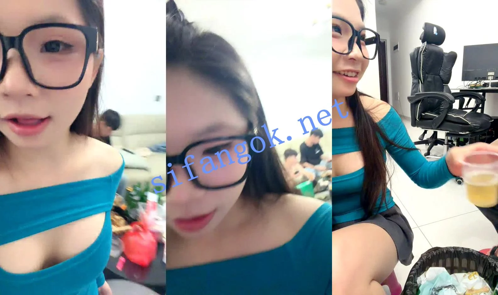 ⚡ 07清纯美少女 和两个男生在家喝酒!喝醉后直播打炮! 图 07