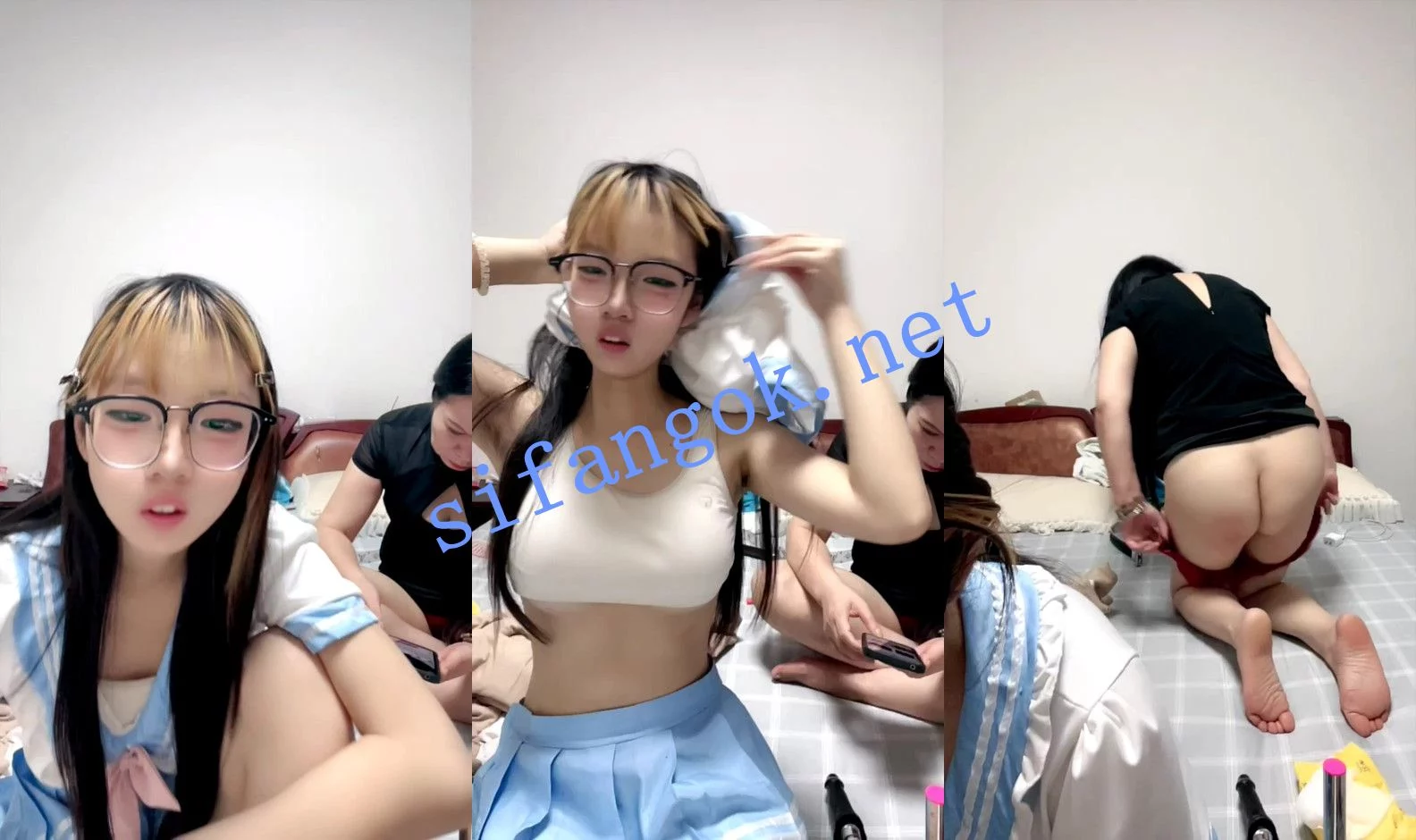 ⚡ 07少萝 真实母女直播!眼镜学生妹和妈妈一起插逼!~ 图 01