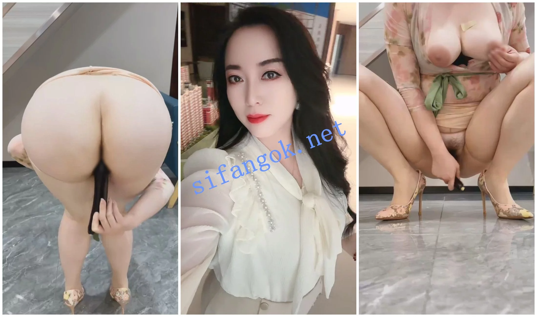 快手福利 大奶肥臀丝袜熟女 任大美 道具自X肥臀扭动 图 03